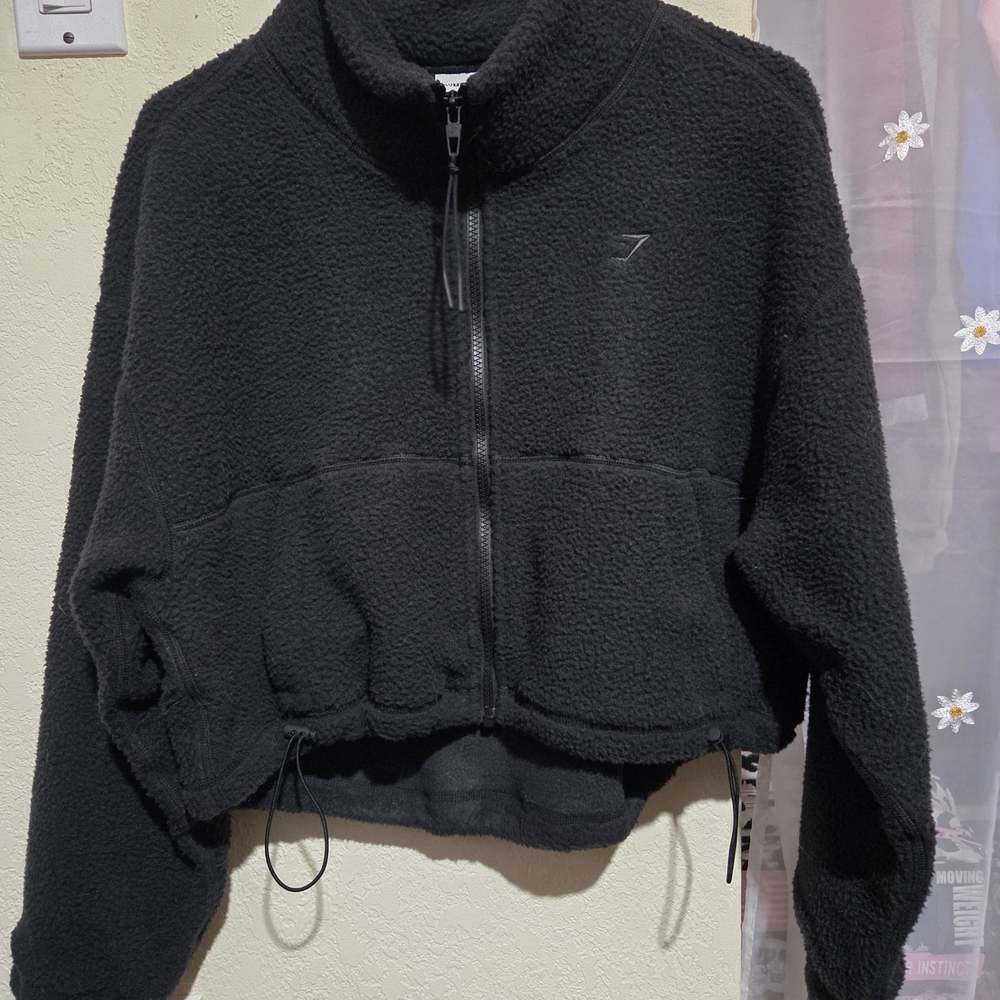 Gymshark Cropped Black Sherpa Jacket
